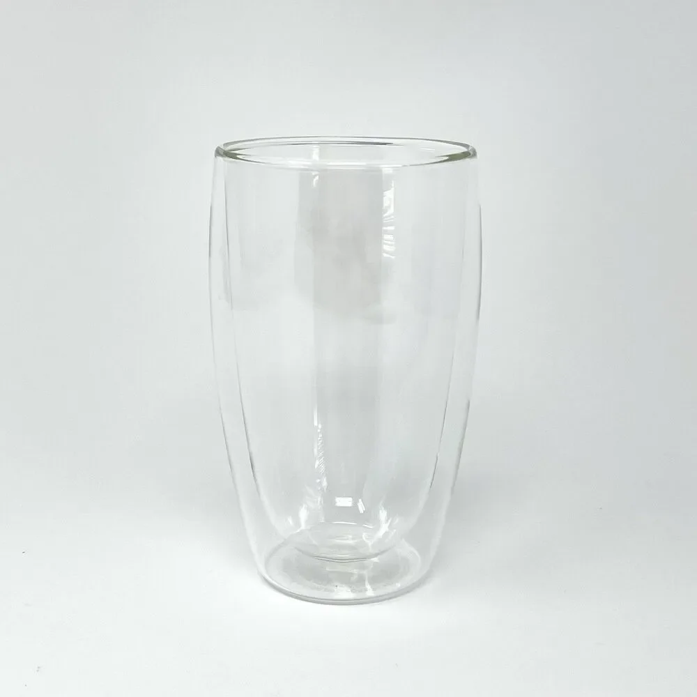 Bodum PAVINA 450mL 15oz Double-Wall Insulated Tall Glass Coffee Mug Cup Clear